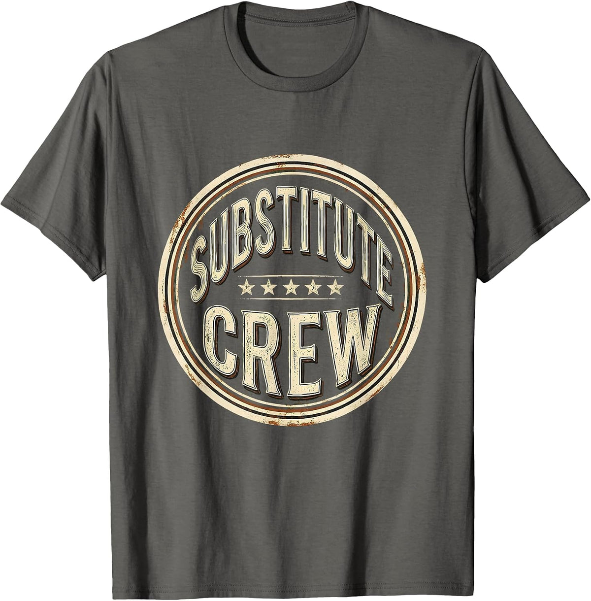 Substitute Crew Vintage Substitute Teacher Back to School T-Shirt - Asphalt Grey