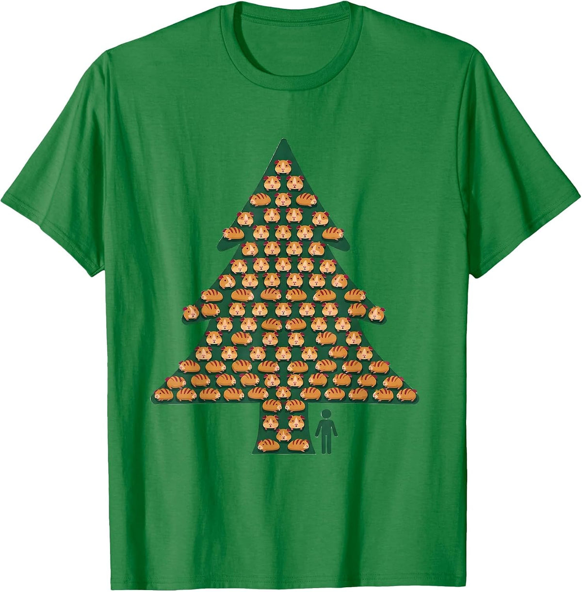 Men's Guinea Pig Christmas Tree Holiday Pet Lover Humor T-Shirt - Kelly Green
