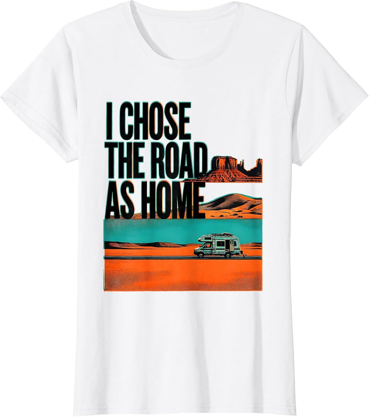 I Chose The Road As Home Vintage Van Life Nomad Adventure T-Shirt - White