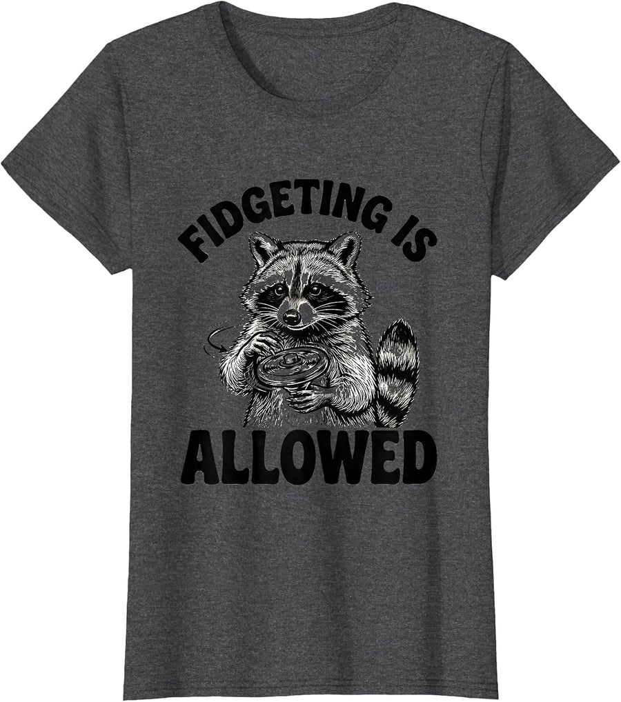 Women's Fidgeting Is Allowed Funny Autism ADHD Awareness Kindness T-Shirt - Dark Heather Grey