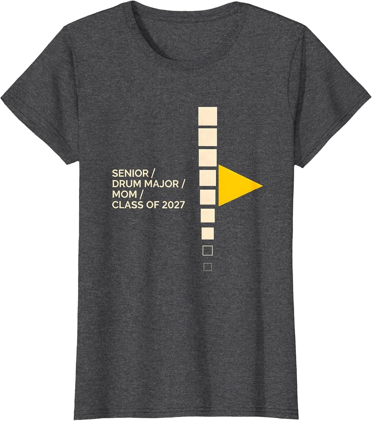 Women's Senior Drum Major Mom Class Of 2027 Geometric Marching Band T-Shirt - Dark Heather Grey
