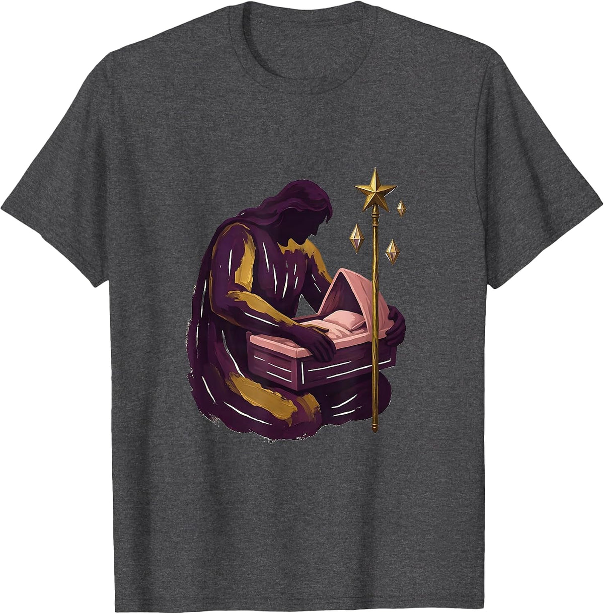 Men's Godmother Silhouette Funny Fairy Gift Baby Shower T-Shirt - Dark Heather Grey