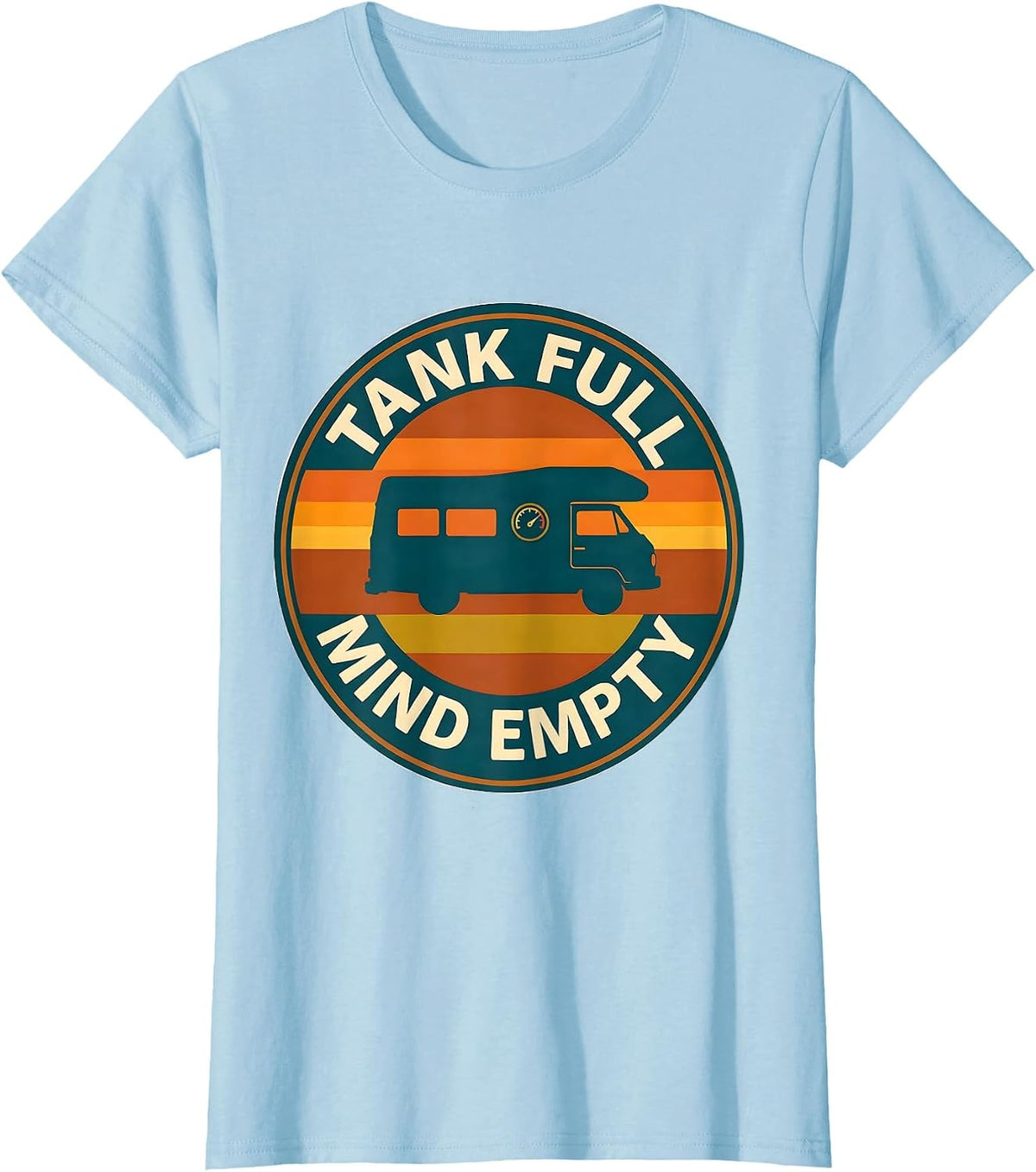 Women's Tank Full Mind Empty Retro Van Life Nomads Van Dwellers T-Shirt - Baby Blue