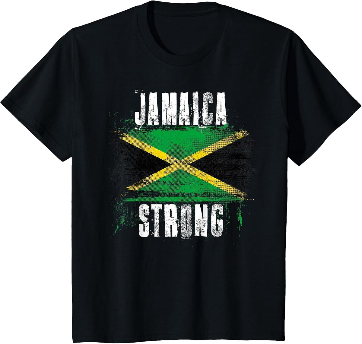 Jamaica Strong Distressed Flag - Jamaican Pride T-Shirt - Black