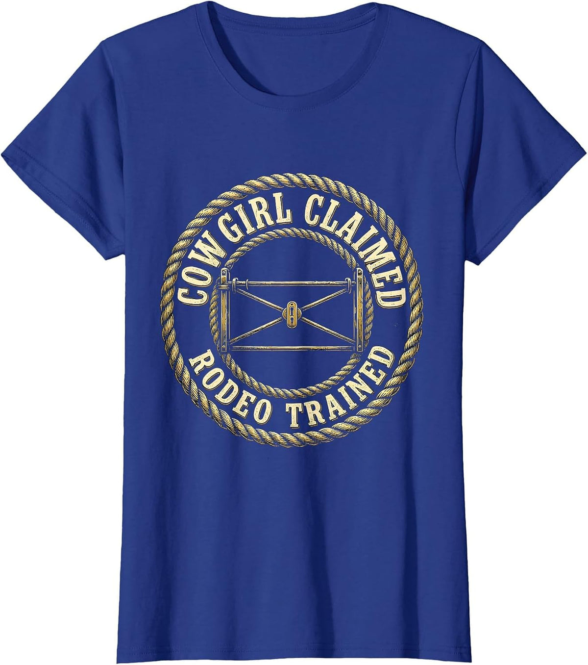 Women's Cowgirl Claimed Rodeo Trained Western Cowboy Humor Country T-Shirt - Royal Blue