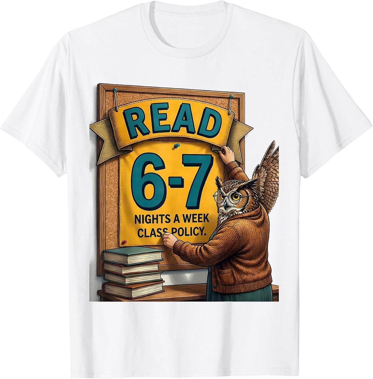 Men's Read 6-7 Nights A Week Class Policy Funny Teacher Meme T-Shirt - White