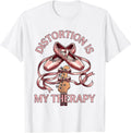Distortion Is My Therapy Rock Music Design T-Shirt, Men, White, X-Large - As Pictured