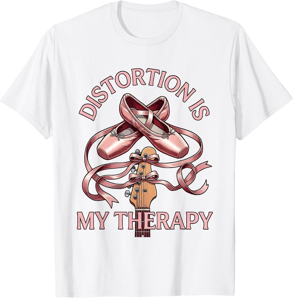 Distortion Is My Therapy Rock Music Design T-Shirt, Men, White, X-Large - As Pictured