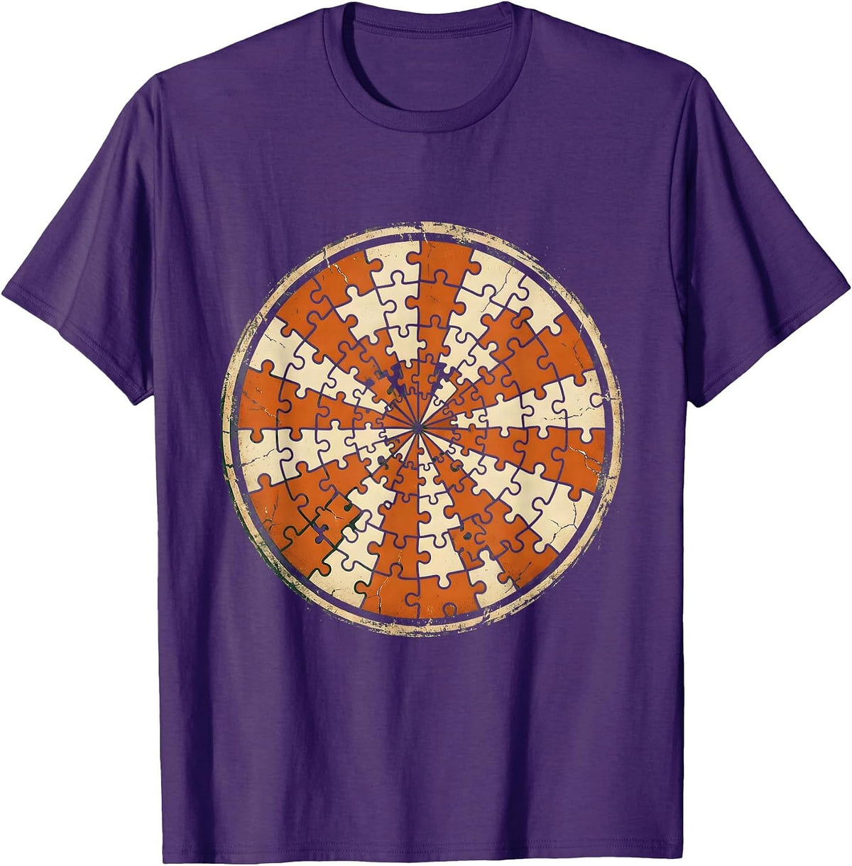 Men's Paraprofessional Colorful Puzzle Pieces Graphic T-Shirt - Purple