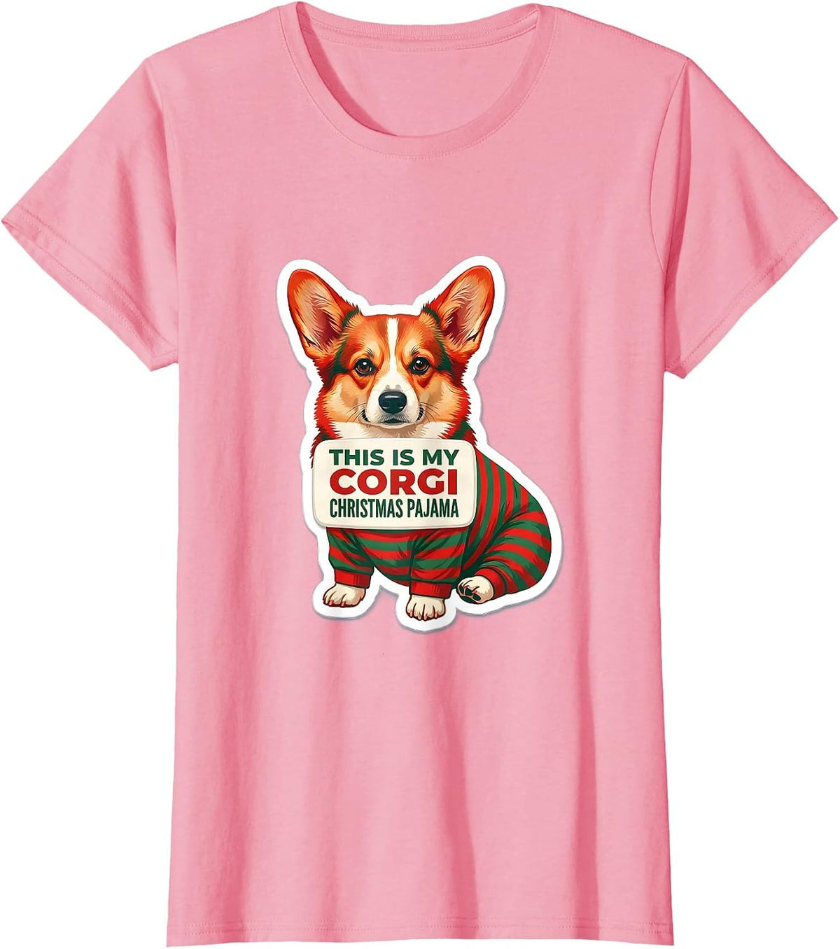 Women's This Is My Corgi Christmas Pajama Funny Dog Lover Ugly T-Shirt - Pink