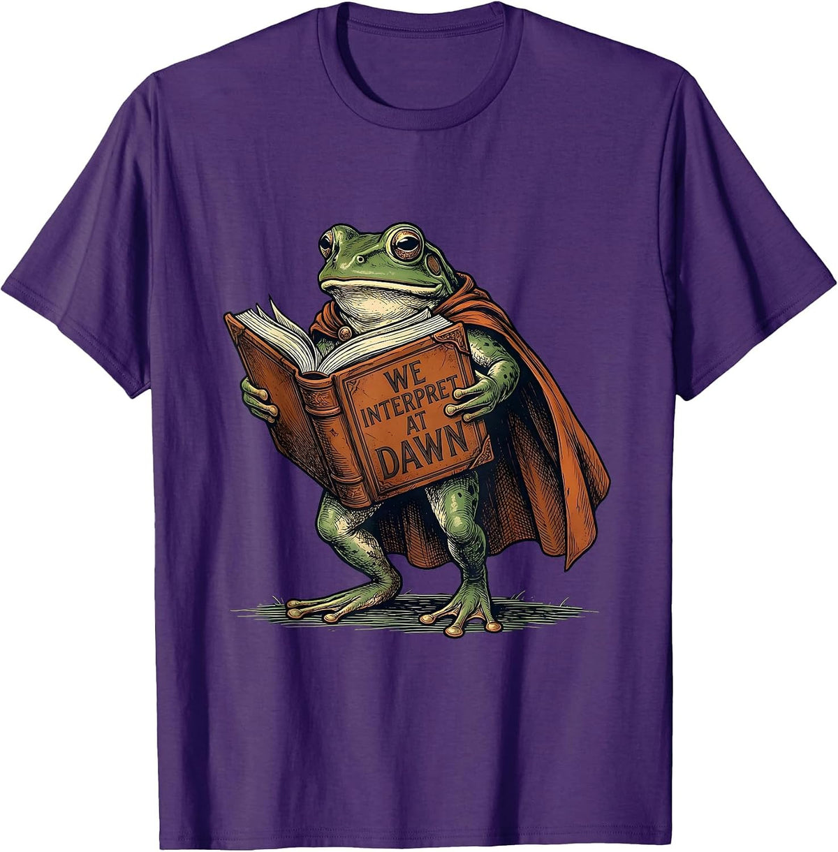 Men's We Interpret At Dawn Vintage Frog Teacher Back To School T-Shirt - Purple