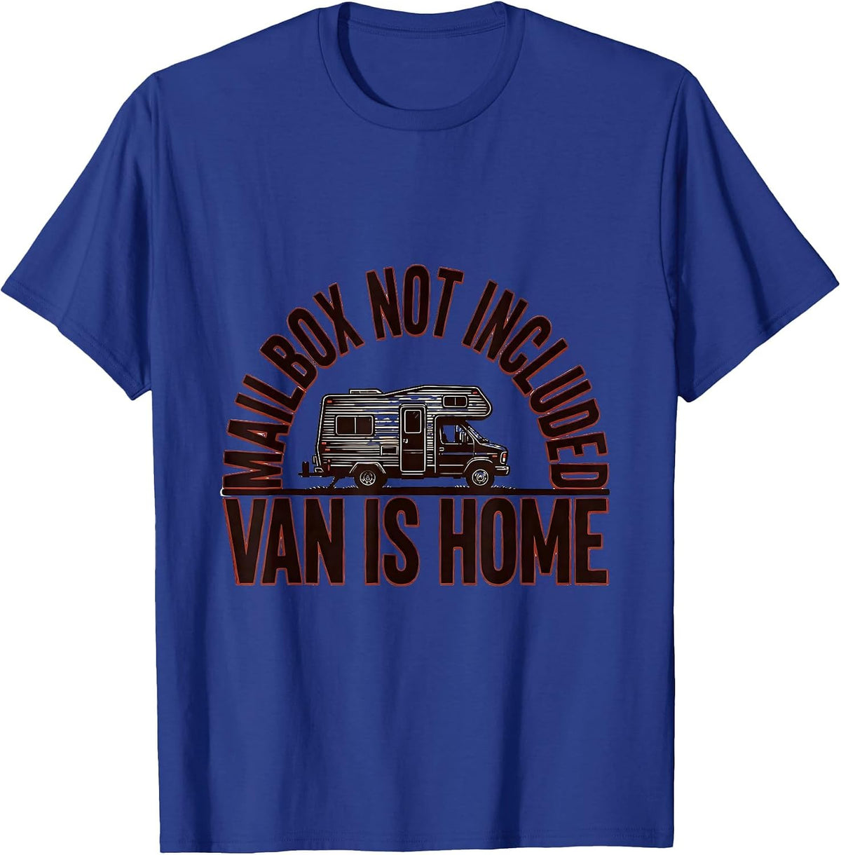 Mailbox Not Included, Van Is Home Retro Van Life Nomads T-Shirt - Royal Blue