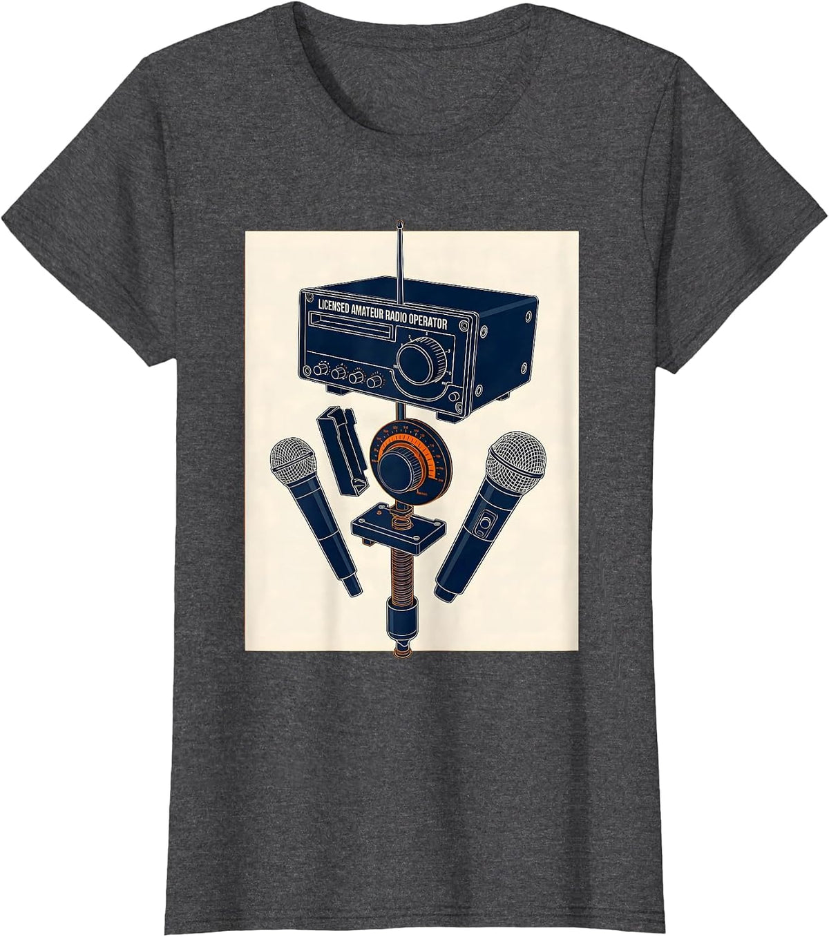 Women's Licensed Amateur Radio Operator Funny Ham Radio Hobbyist T-Shirt - Dark Heather Grey