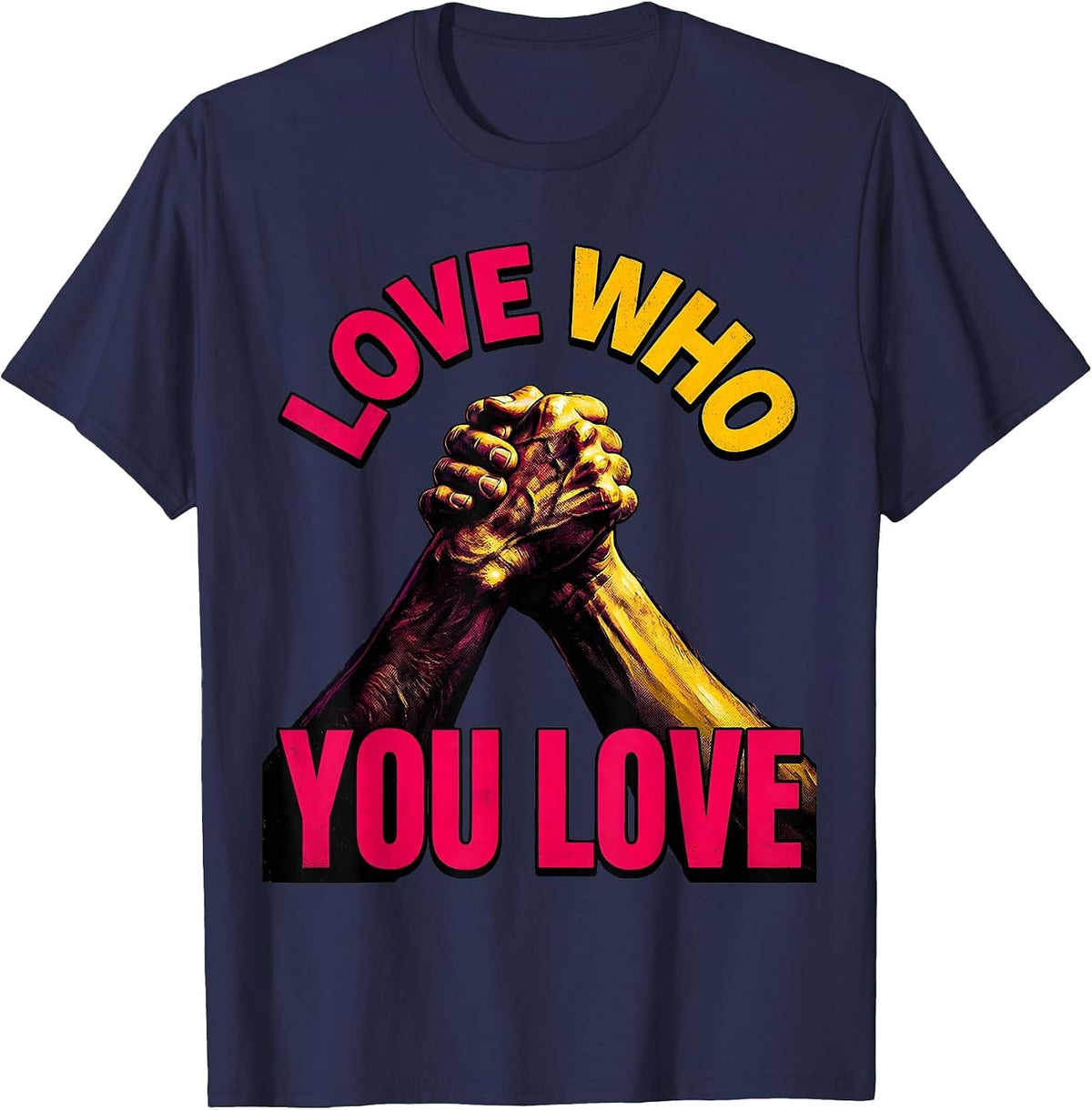 Love Who You Love Pride Graphic Design T-Shirt - Navy Blue