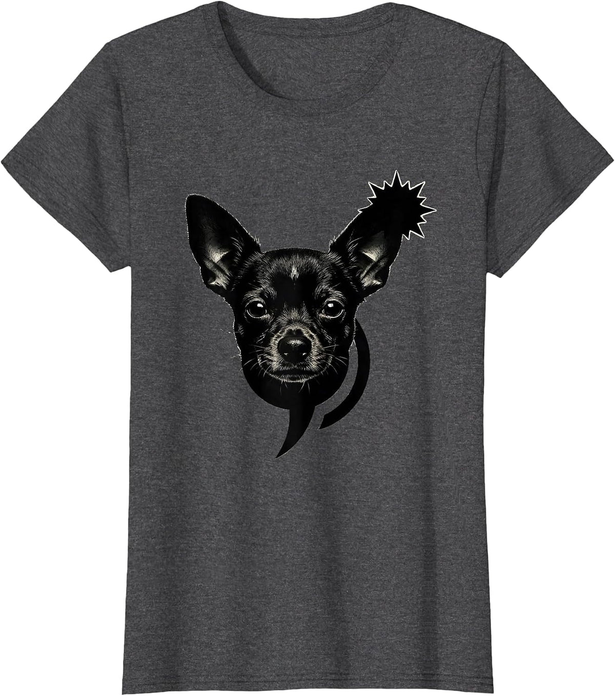 Women's Chihuahua Silhouette Dog Meme Humor Internet Joke T-Shirt - Dark Heather Grey