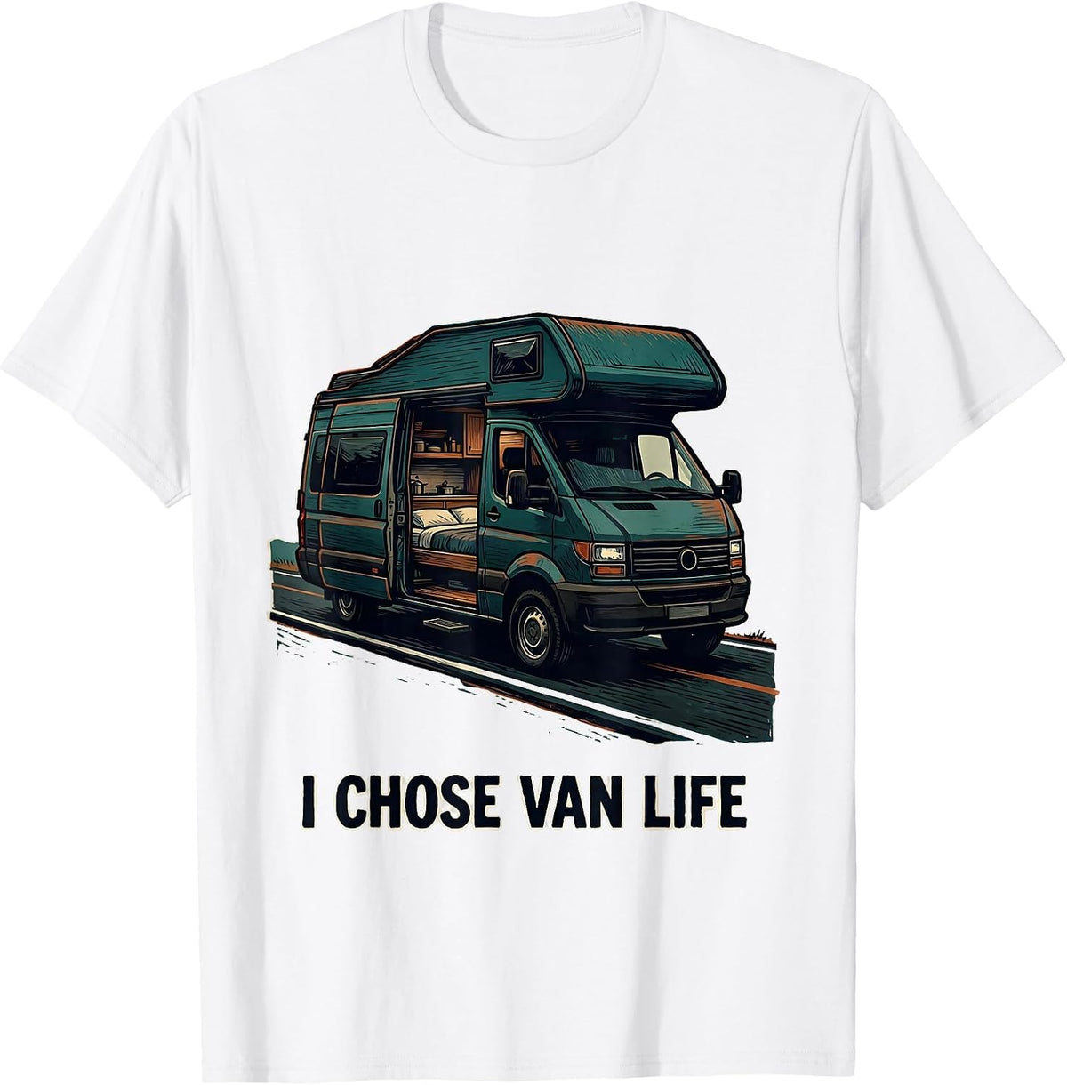Men's I Chose Van Life Retro Van Life Nomad Travel Pride T-Shirt - White