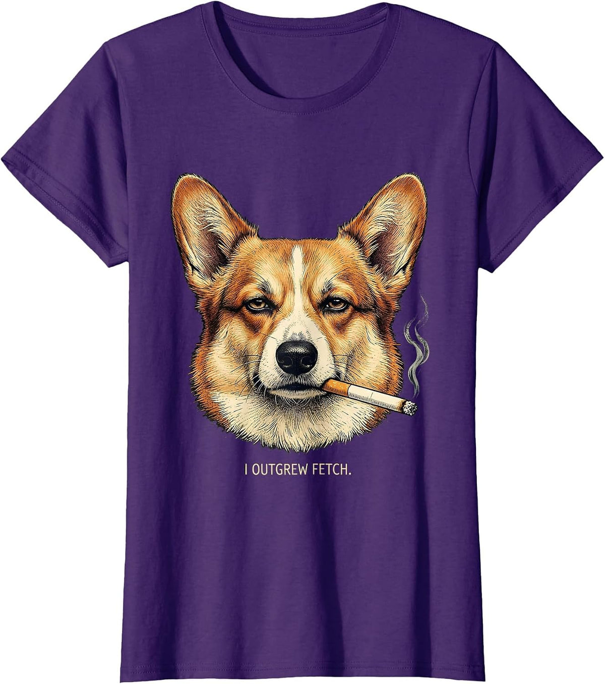 Women's I Outgrew Fetch Funny Corgi Meme Dog Owner Humor T-Shirt - Purple