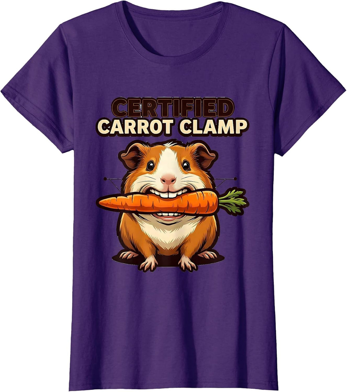Women's Certified Carrot Clamp Funny Guinea Pig Cavy Lover Humor T-Shirt - Purple