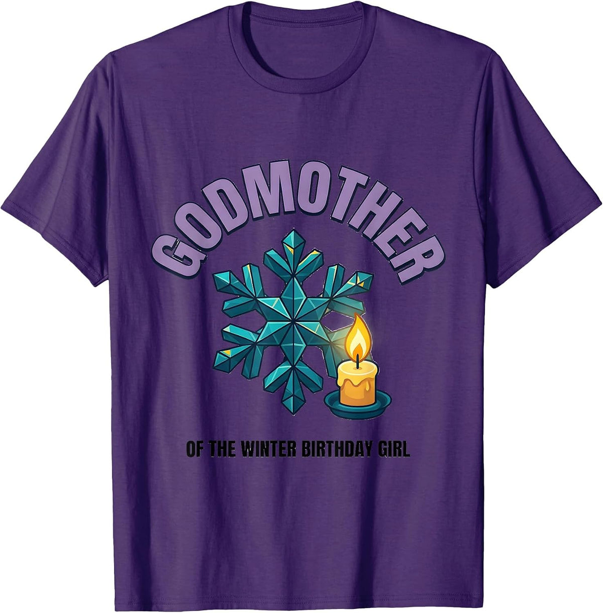 Godmother Of The Winter Birthday Girl Family Matching T-Shirt - Purple