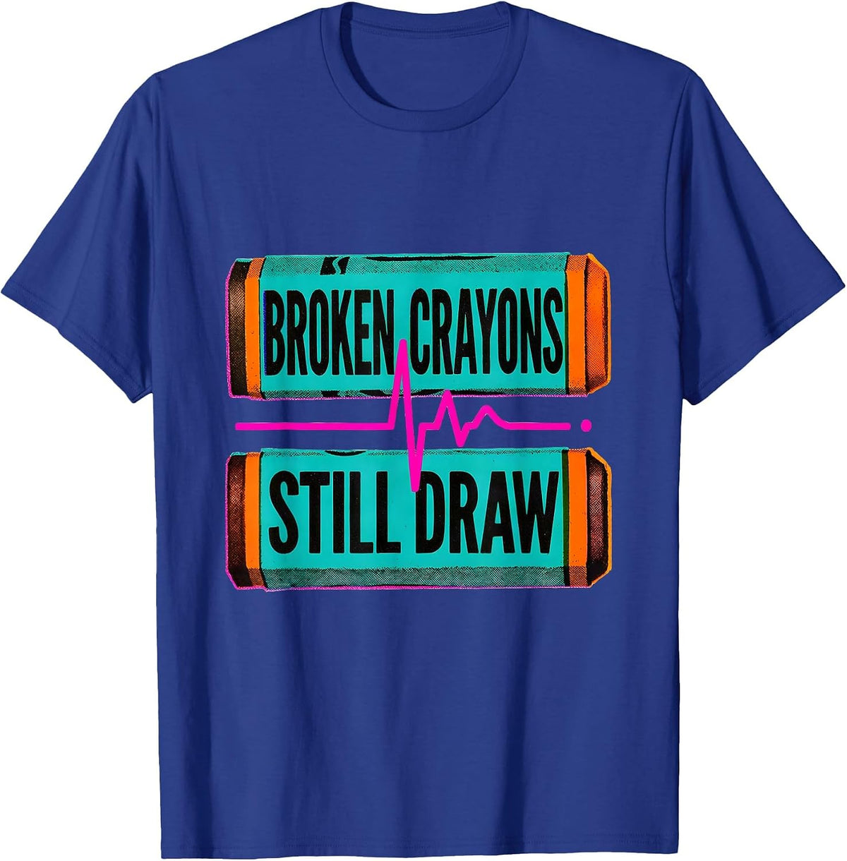 Men's Broken Crayons Still Draw Mental Health Awareness Support T-Shirt - Royal Blue