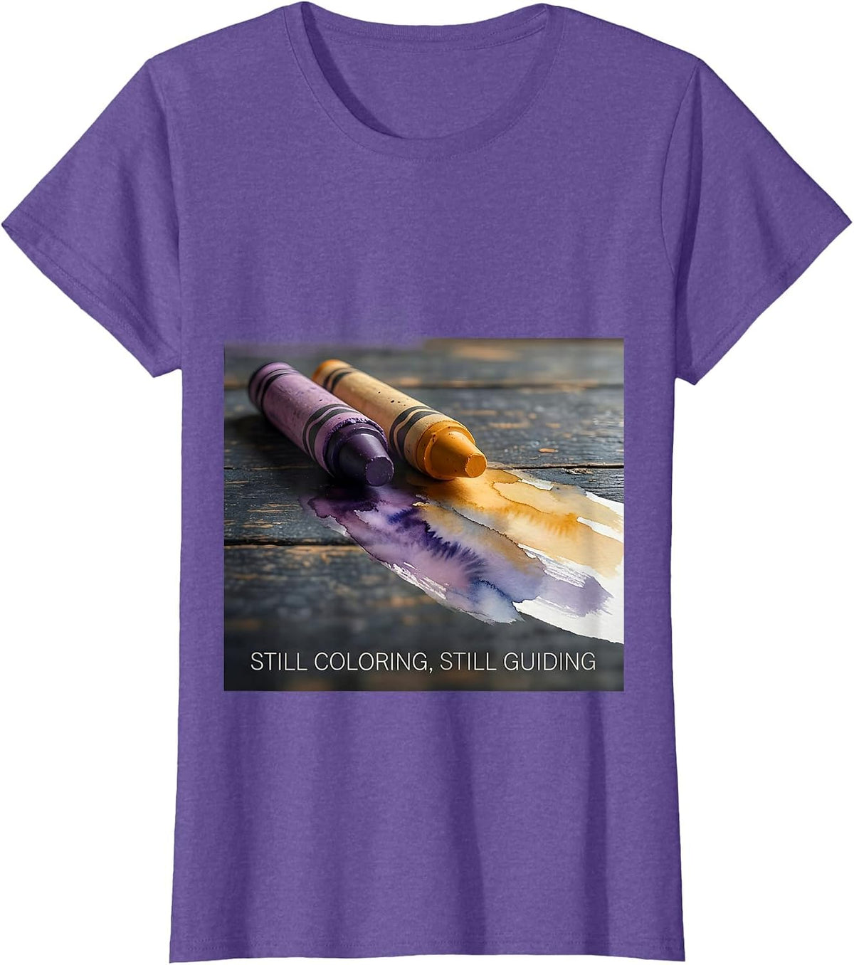 Still Coloring Still Guiding Watercolor Mental Health T-Shirt - Purple Heather