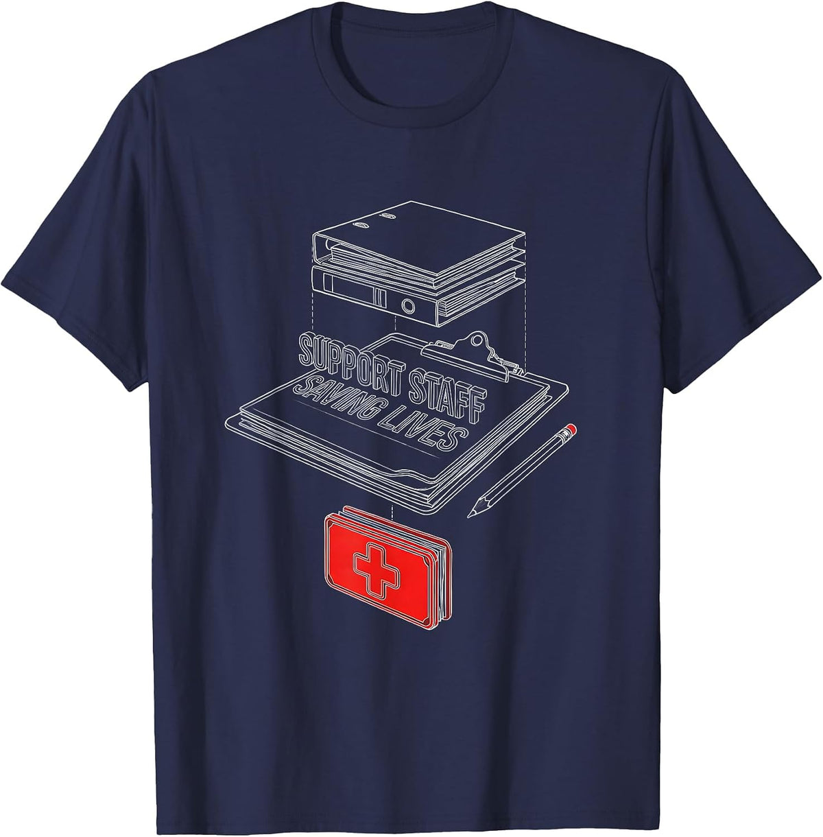 Support Staff Saving Lives Paraprofessional Design T-Shirt - Navy Blue