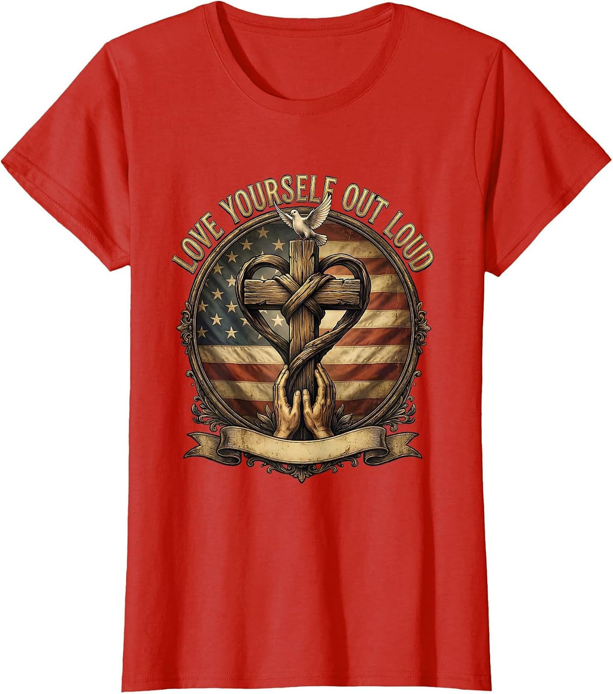 Love Yourself Out Loud Pride Graphic Design T-Shirt - Red