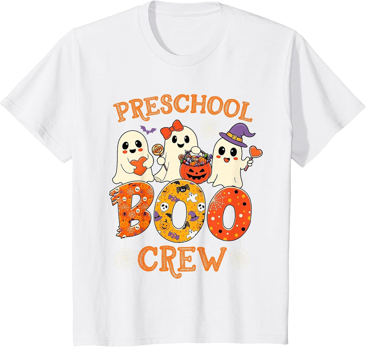 Preschool Boo Crew Funny Halloween Costume for Teacher Kids T-Shirt - White