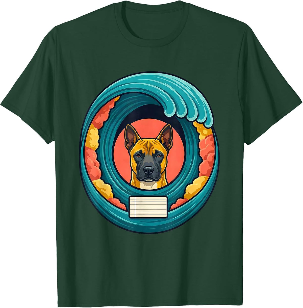 Basenji Great Wave Japanese Art Animal Humor T-Shirt - Dark Green