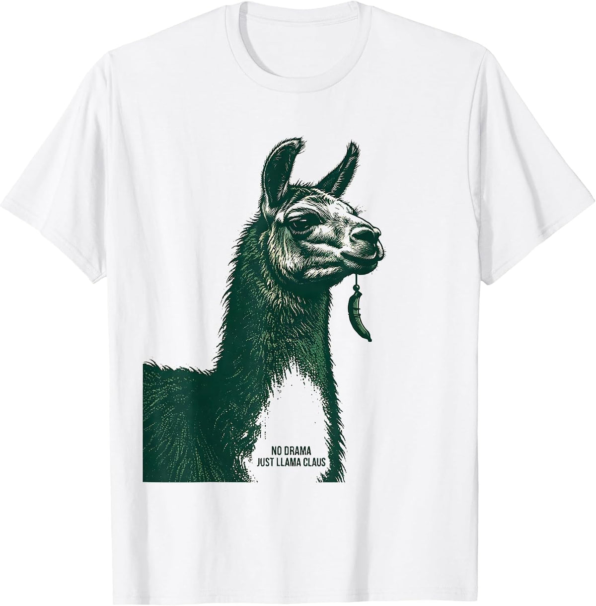 Men's No Drama Just Llama Claus Funny Llama Christmas Animal Lover T-Shirt - White