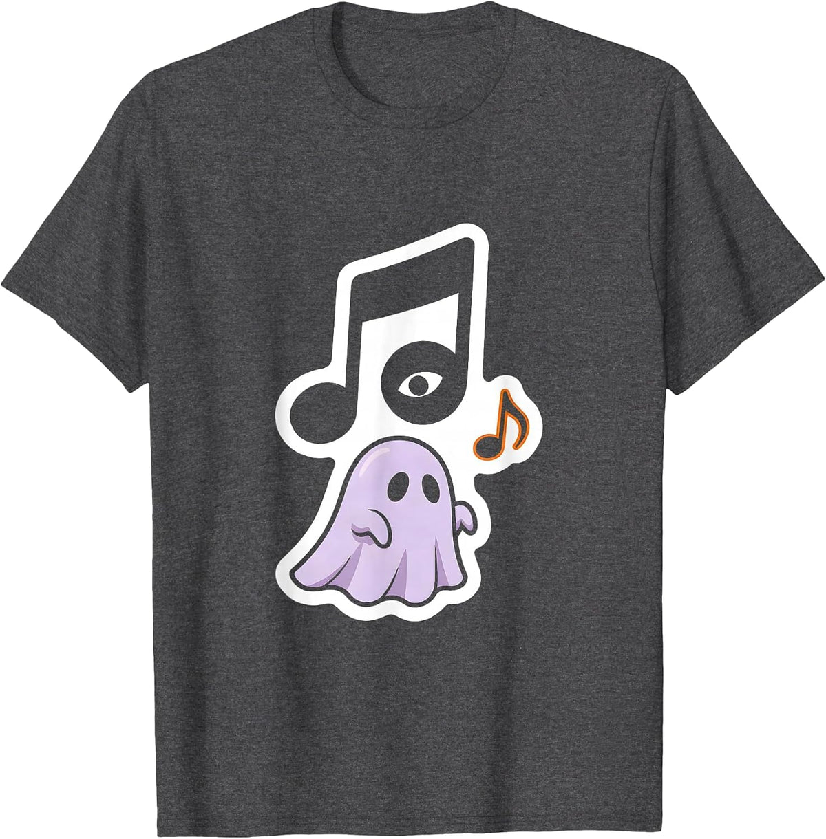 Sheet Ghost Fermata Musician Teacher Halloween Humor T-Shirt - Dark Heather Grey