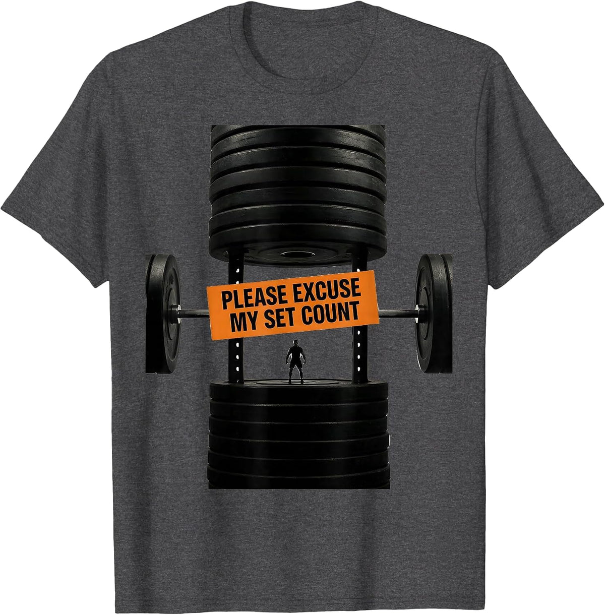 Men's Please Excuse My Set Count Funny Gym Workout Weightlifting T-Shirt - Dark Heather Grey