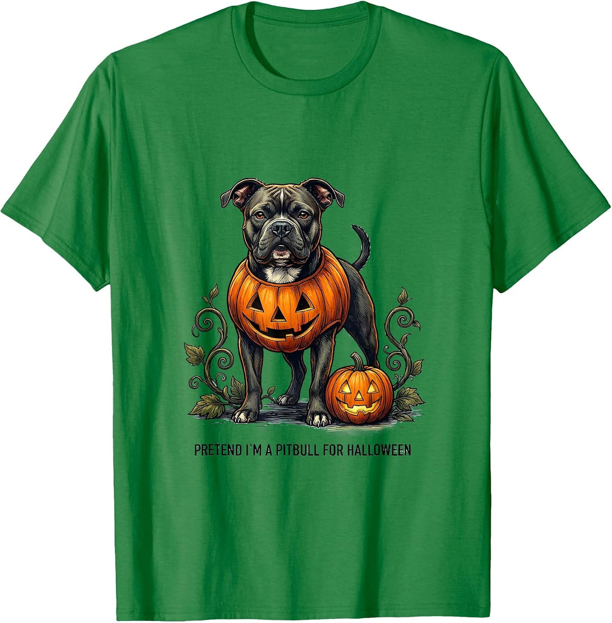 Men's Pretend I'm A Pitbull For Halloween Funny Dog Owner Costume T-Shirt - Kelly Green