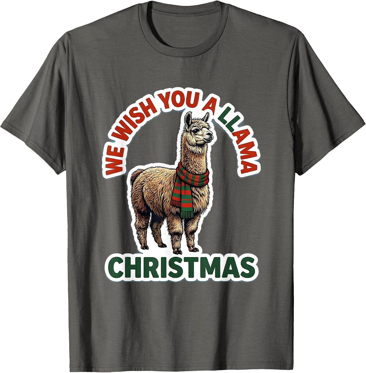 Men's We Wish You A Llama Christmas Funny Llama Lover Gift T-Shirt - Asphalt Grey