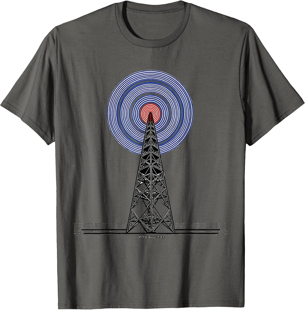 Overqualified Geometric Ham Radio Operator Humor T-Shirt - Asphalt Grey