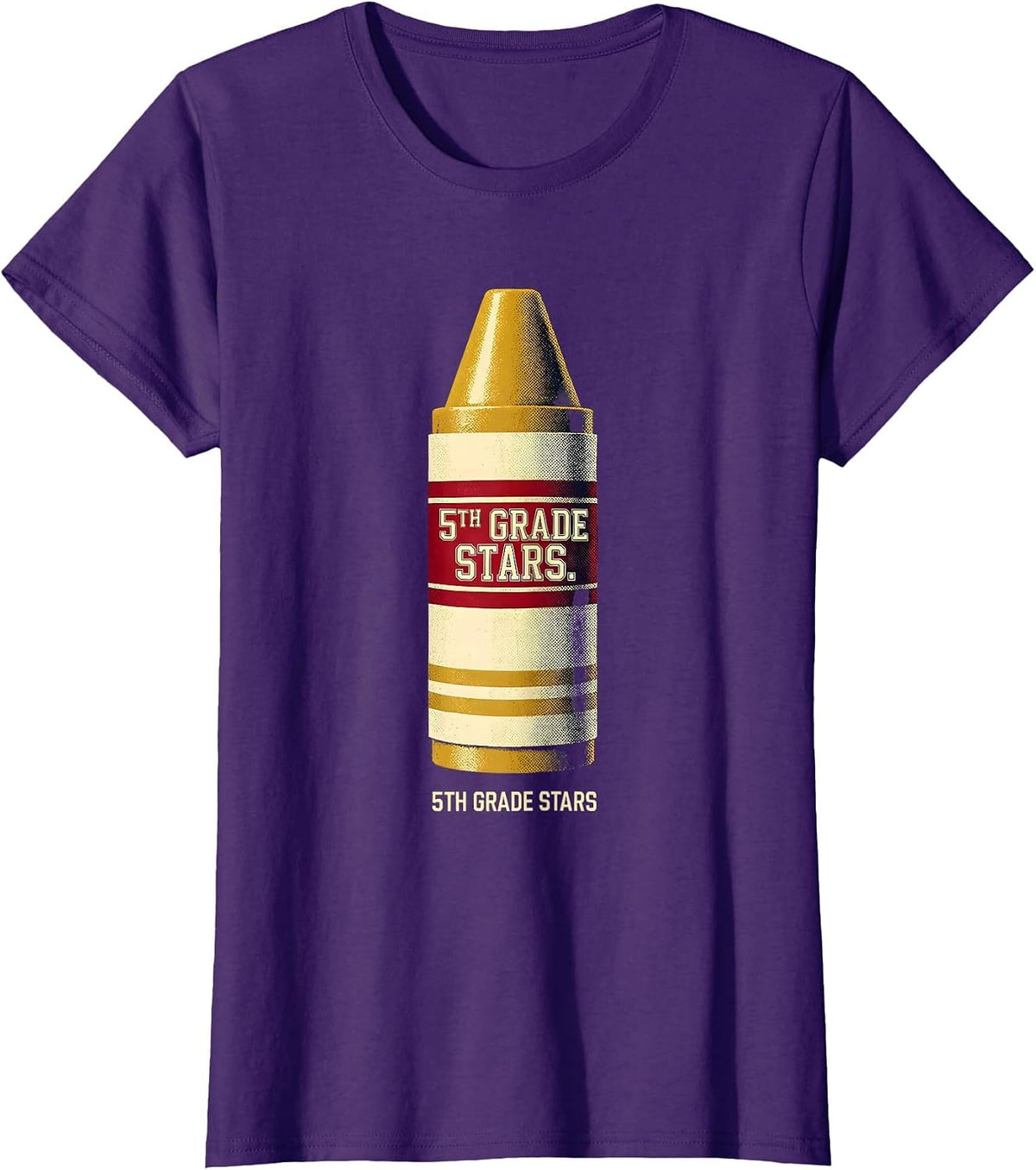Women's 5th Grade Stars Sports Team Teacher Back To School Crew T-Shirt - Purple