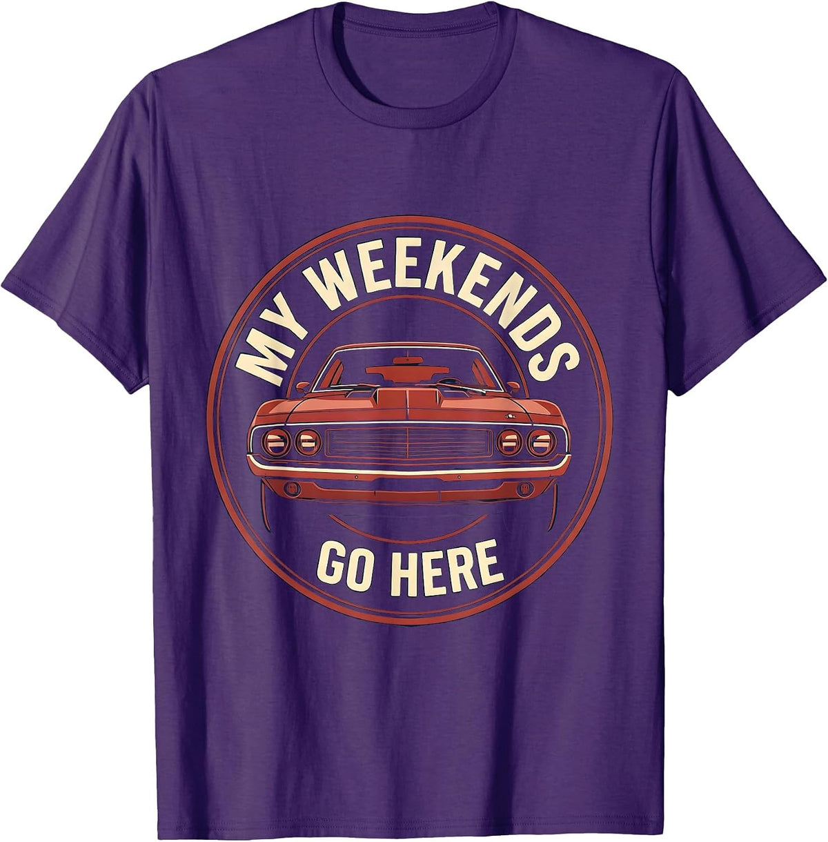 Men's My Weekends Go Here Funny Car Enthusiast Car Guy Gift T-Shirt - Purple