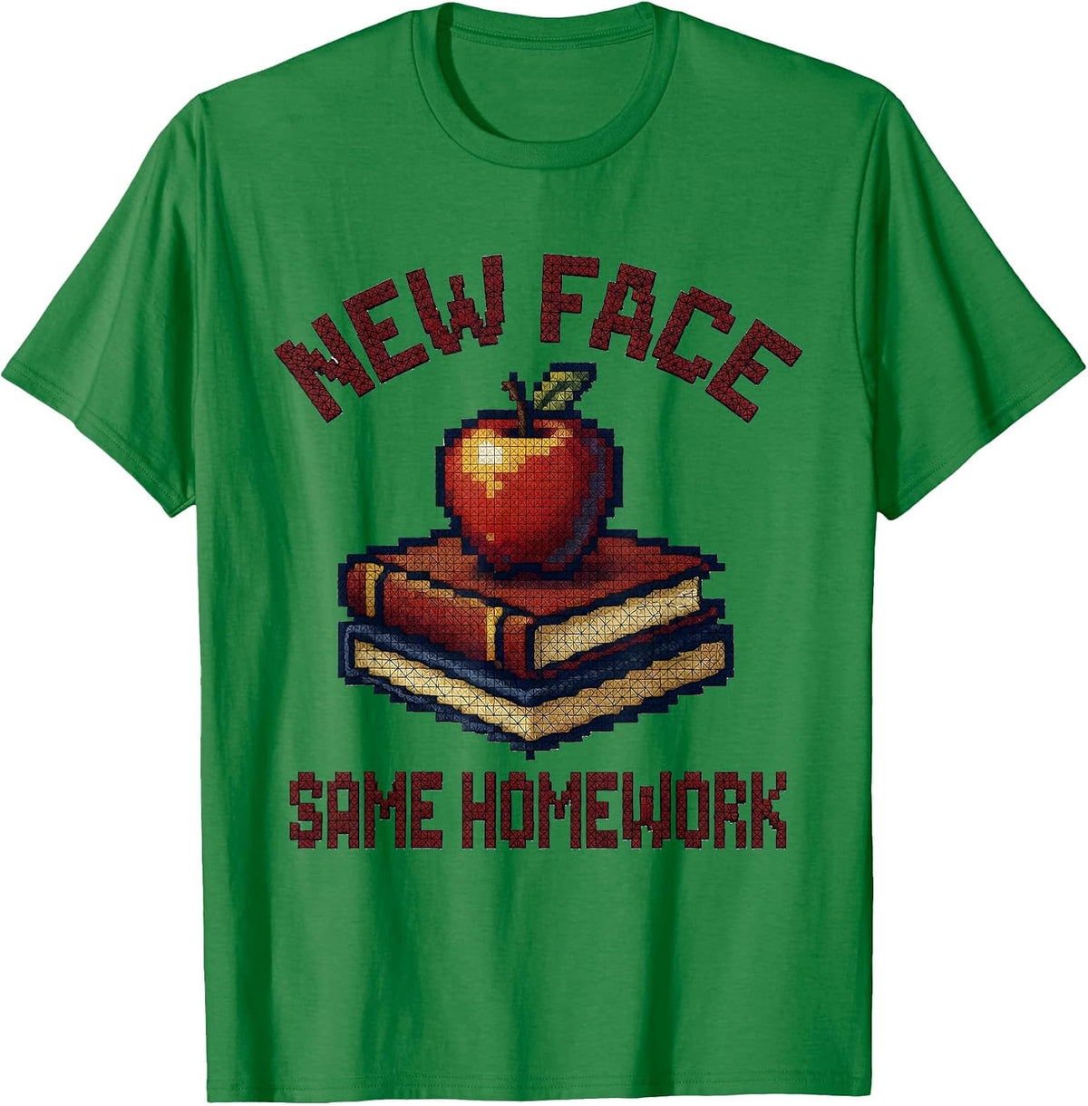 Men's New Face Same Homework Substitute Teacher Design T-Shirt - Kelly Green