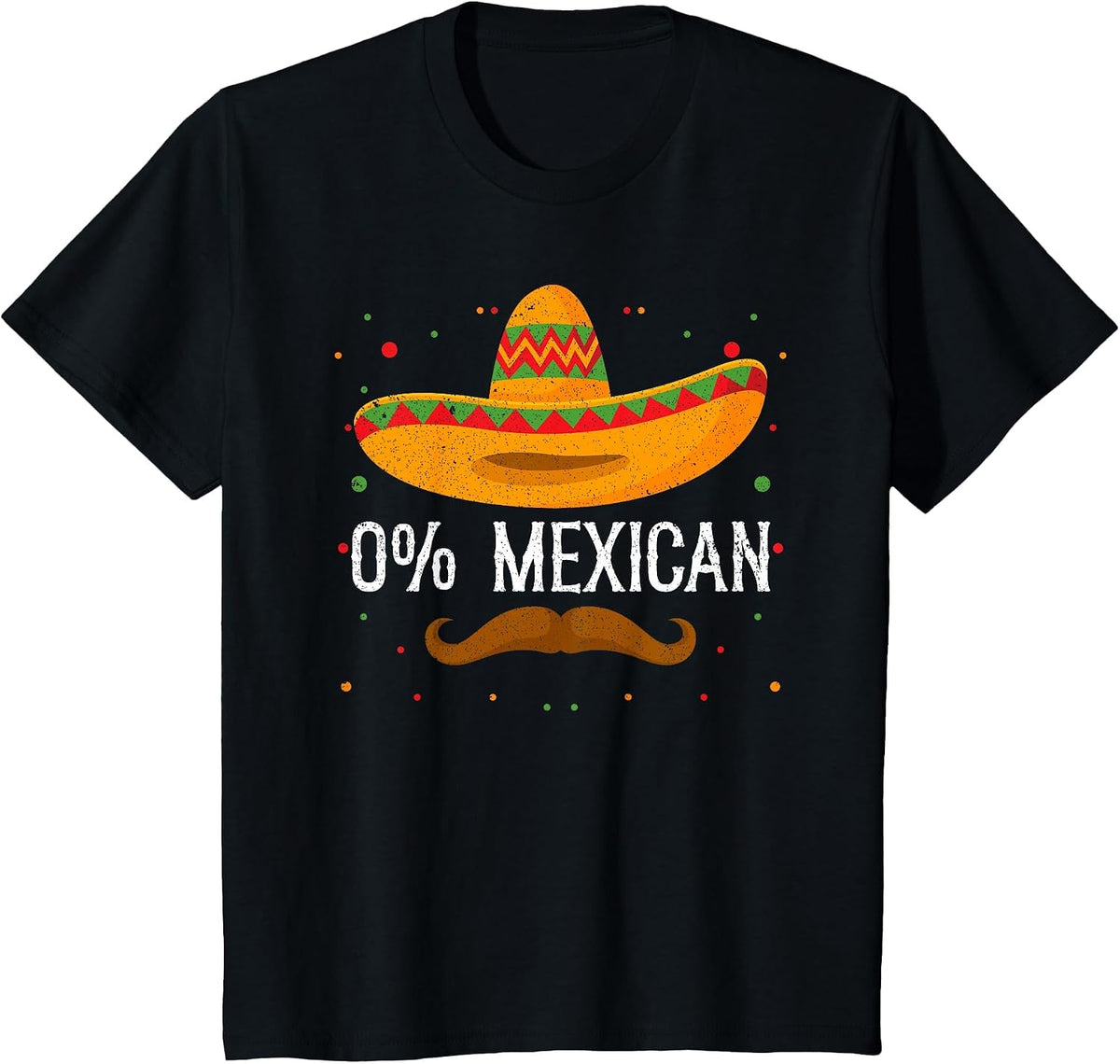0% Mexican Cinco de Mayo Sombrero Mexican Party Fiesta T-Shirt - Black