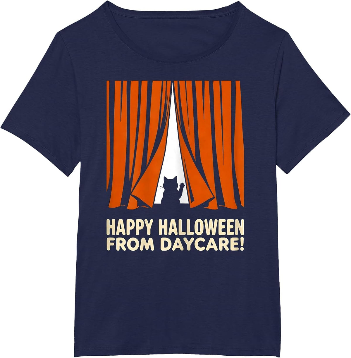 Women's Happy Halloween From Daycare Playful Preschool Teacher T-Shirt - Navy Blue