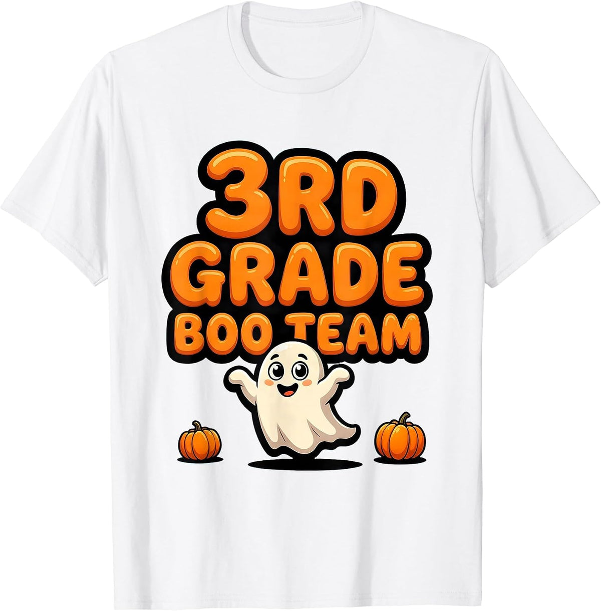 Men's 3rd Grade Boo Team Cartoon Halloween Teacher Kids T-Shirt - White