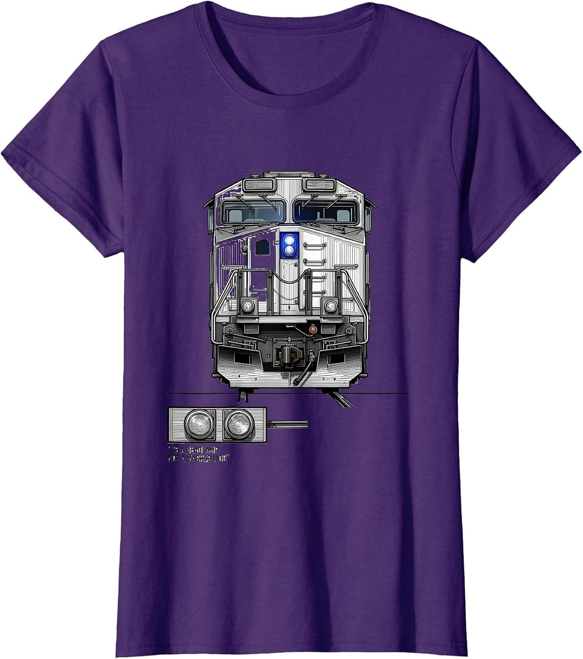 Women's It's A Headlamp Not A Marker Light Funny Train Enthusiast T-Shirt - Purple