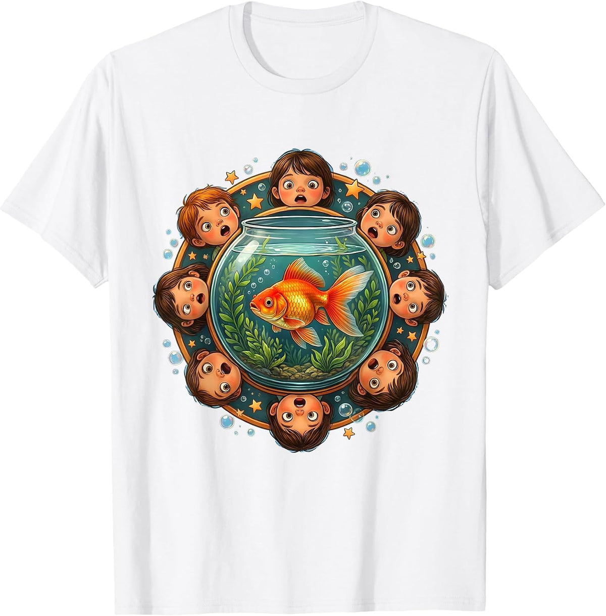Men's Preschool Teacher Fishbowl Curious Kids Graphic T-Shirt - White