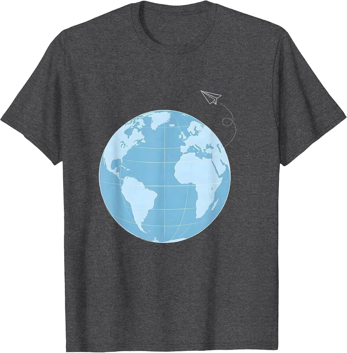 4th Grade Teacher Globe Airplane Graphic T-Shirt - Dark Heather Grey
