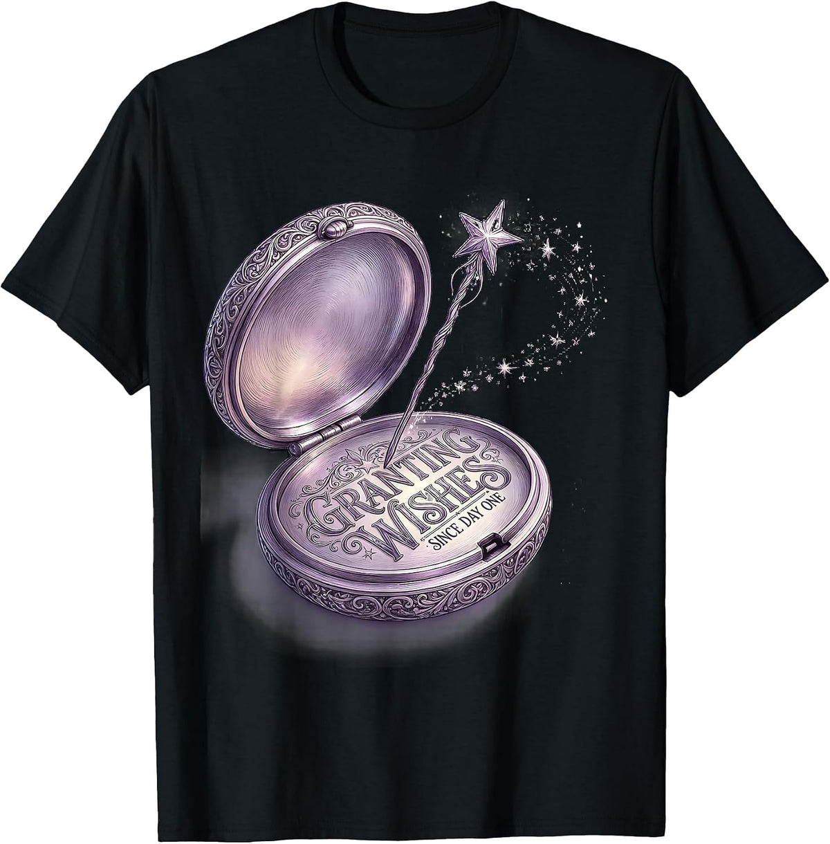 Men's Granting Wishes Since Day One Whimsical Fairy Godmother T-Shirt - Black