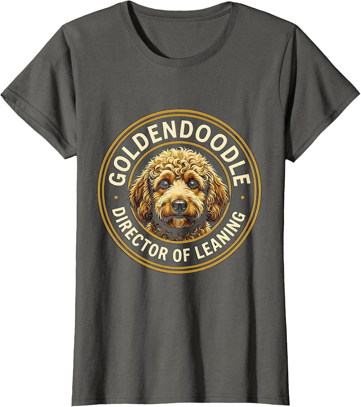 Women's Goldendoodle Director of Leaning Funny Doodle Owner Humor T-Shirt - Asphalt Grey