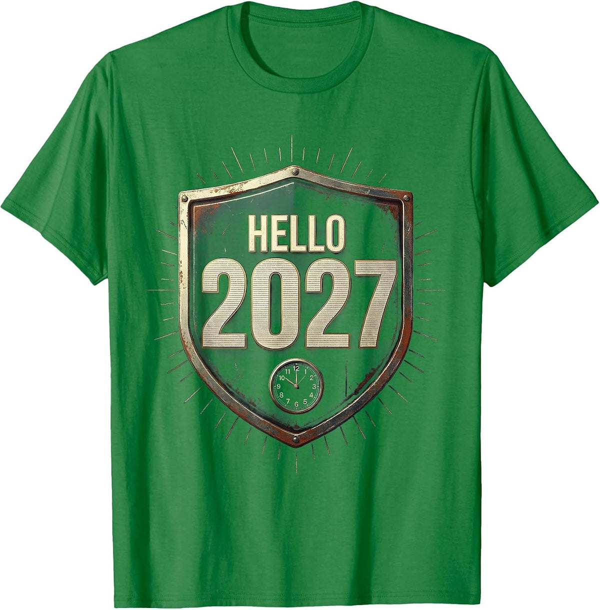 Men's Hello 2027 Vintage Family Matching New Year Eve Keepsake T-Shirt - Kelly Green