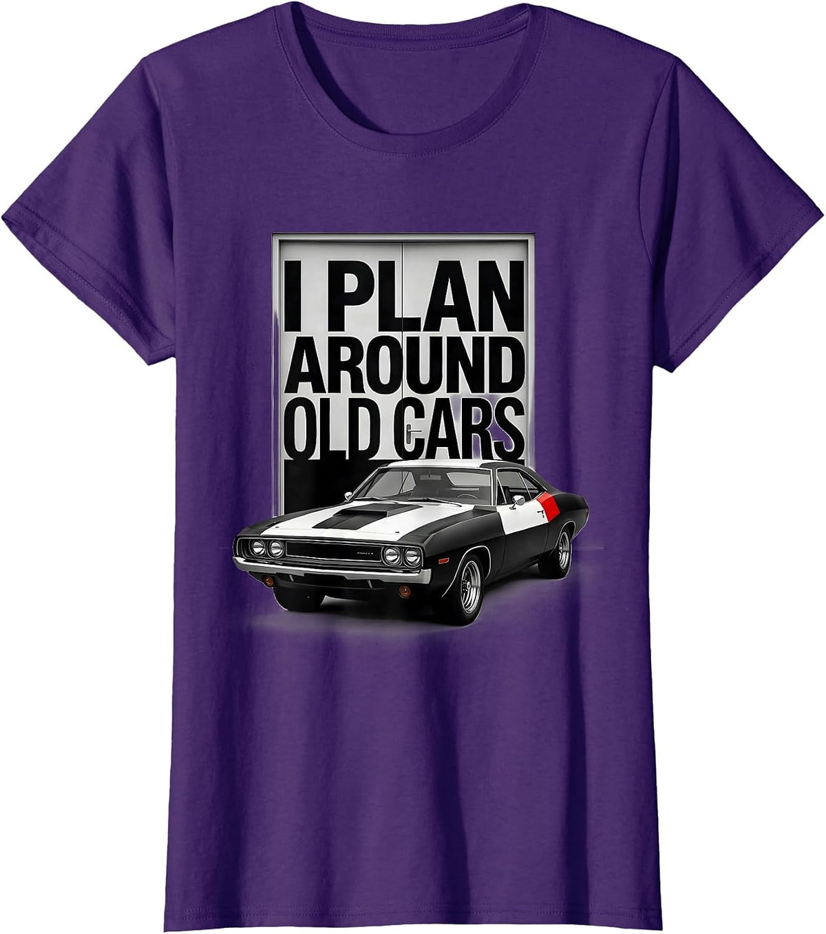Women's I Plan Around Old Cars Bauhaus Modernist Classic Car Guy T-Shirt - Purple