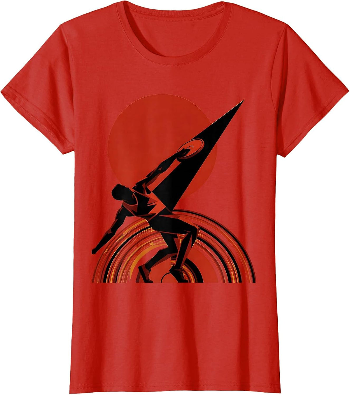 Women's Angular Discus Thrower Constructivist Poster Athlete Humor T-Shirt - Red