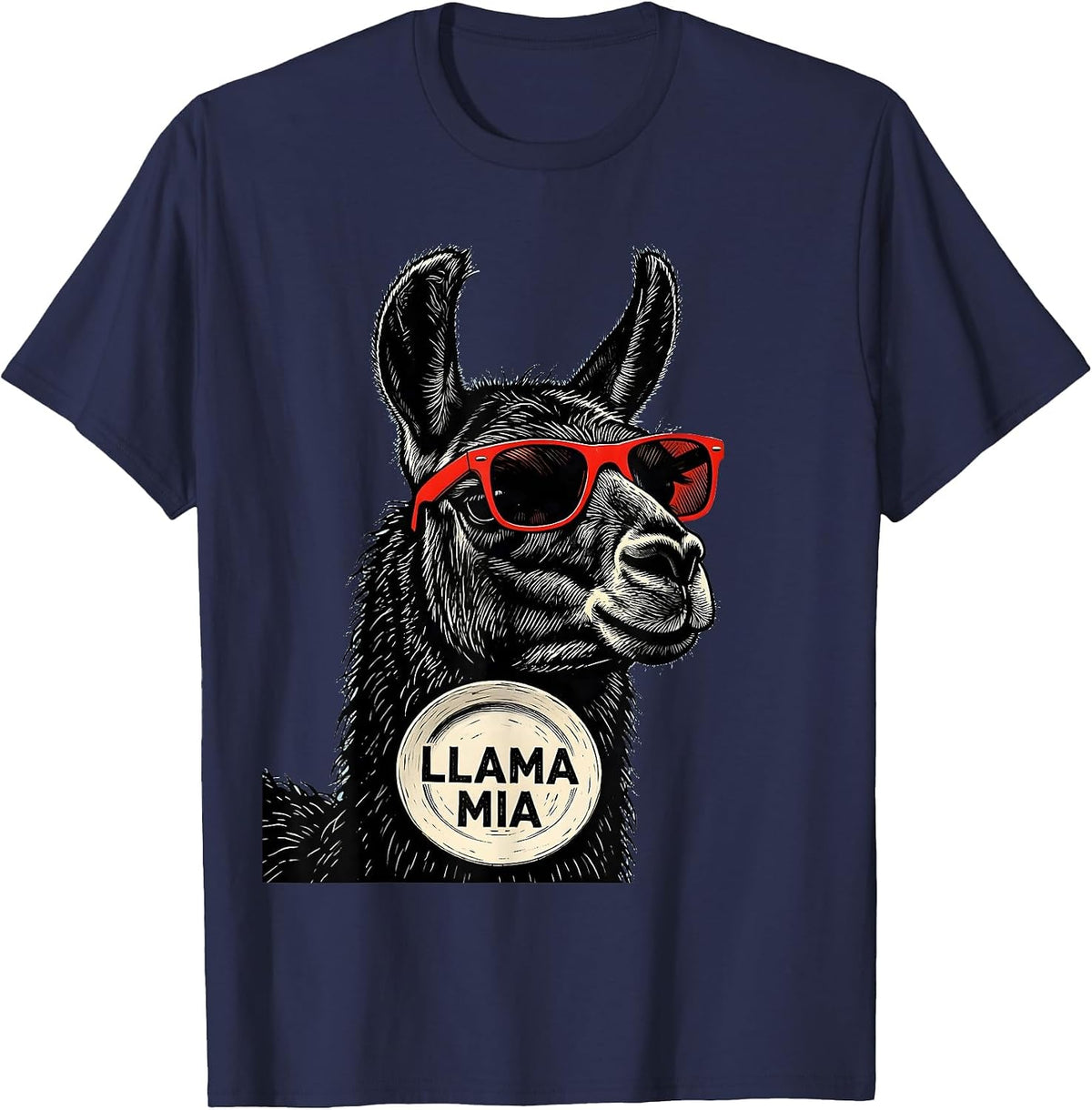 Llama Mia Funny Llama Sunglasses Animal Humor Gift T-Shirt - Navy Blue